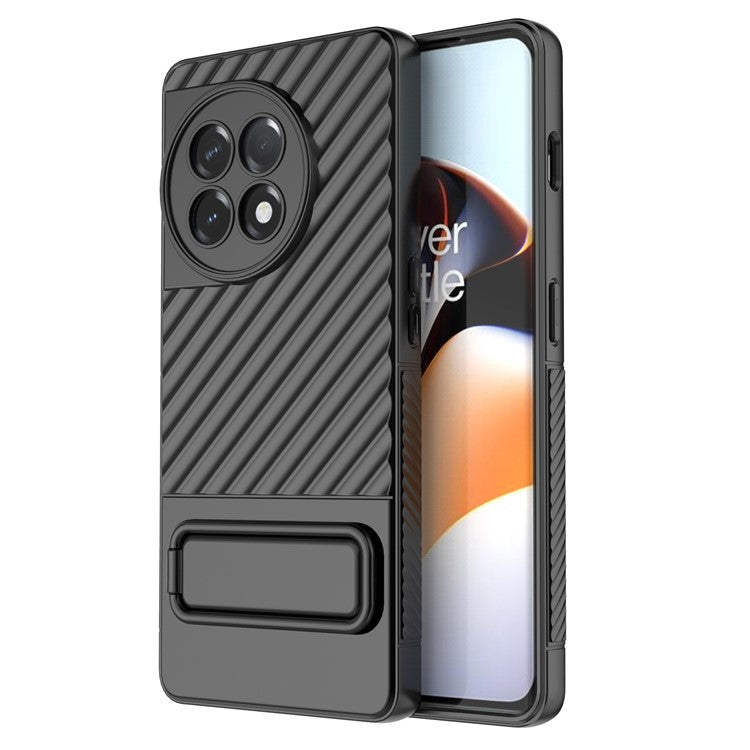 For OnePlus Ace 2 5G Rugged TPU Phone Case Kickstand Cover Anti-Drop Shockproof Phone Shell - Black