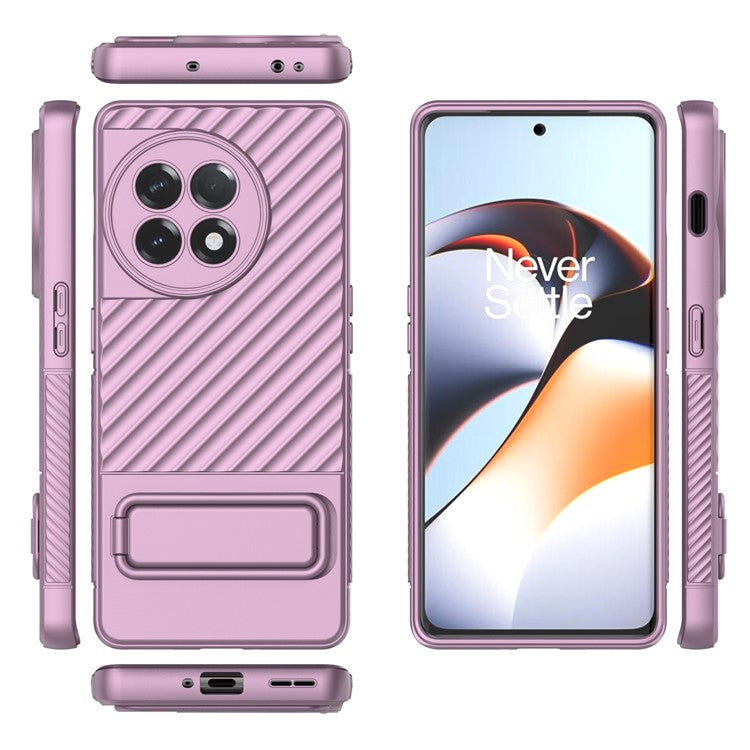 For OnePlus Ace 2 5G Rugged TPU Phone Case Kickstand Cover Anti-Drop Shockproof Phone Shell - Light Purple