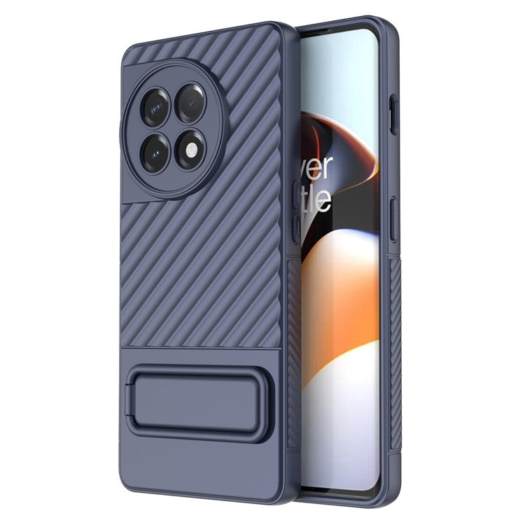 For OnePlus Ace 2 5G Rugged TPU Phone Case Kickstand Cover Anti-Drop Shockproof Phone Shell - Dark Blue