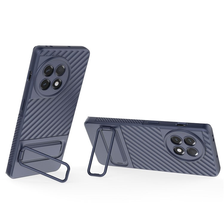 For OnePlus Ace 2 5G Rugged TPU Phone Case Kickstand Cover Anti-Drop Shockproof Phone Shell - Dark Blue