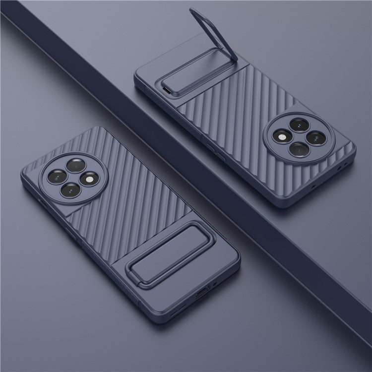 For OnePlus Ace 2 5G Rugged TPU Phone Case Kickstand Cover Anti-Drop Shockproof Phone Shell - Dark Blue