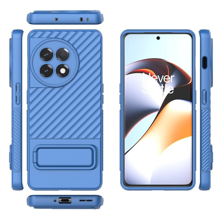 For OnePlus Ace 2 5G Rugged TPU Phone Case Kickstand Cover Anti-Drop Shockproof Phone Shell - Baby Blue