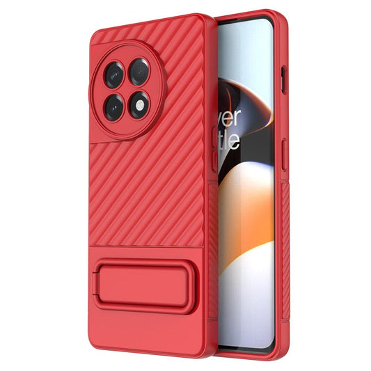 For OnePlus Ace 2 5G Rugged TPU Phone Case Kickstand Cover Anti-Drop Shockproof Phone Shell - Red