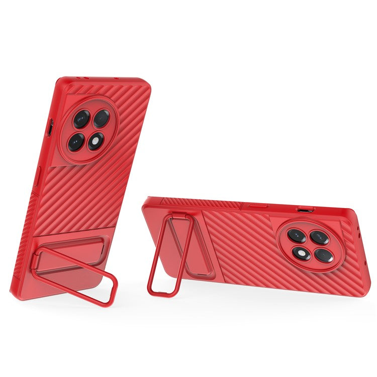 For OnePlus Ace 2 5G Rugged TPU Phone Case Kickstand Cover Anti-Drop Shockproof Phone Shell - Red