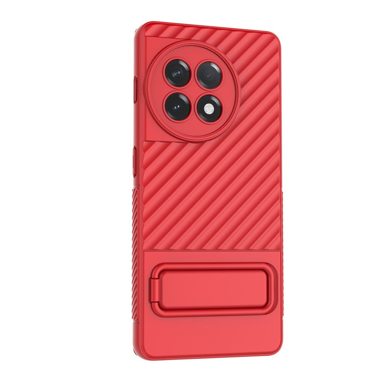 For OnePlus Ace 2 5G Rugged TPU Phone Case Kickstand Cover Anti-Drop Shockproof Phone Shell - Red