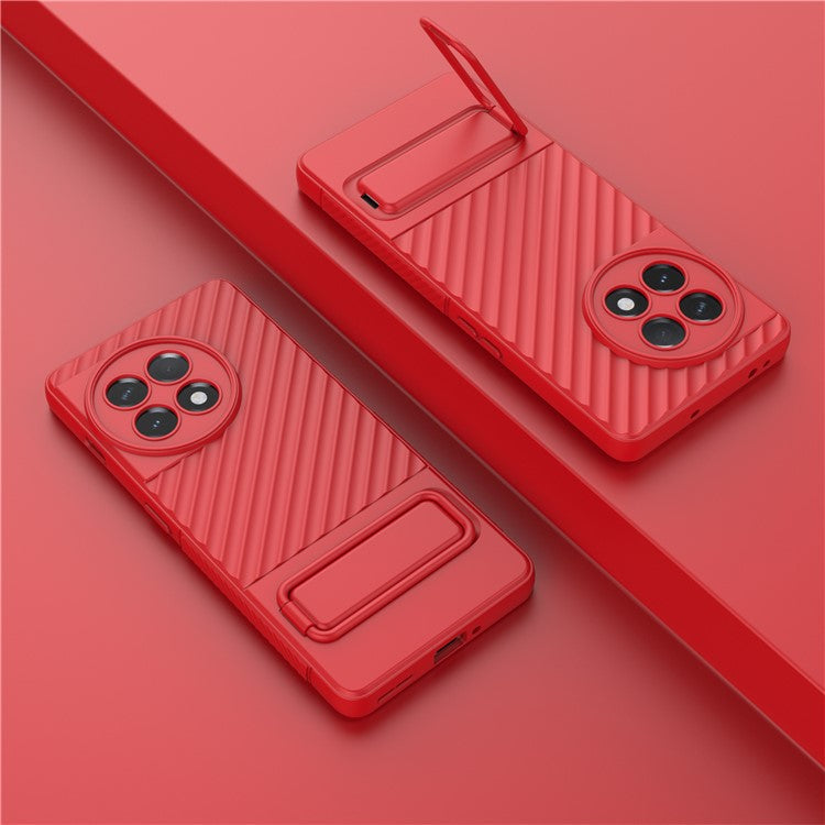 For OnePlus Ace 2 5G Rugged TPU Phone Case Kickstand Cover Anti-Drop Shockproof Phone Shell - Red