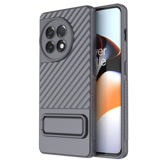 For OnePlus Ace 2 5G Rugged TPU Phone Case Kickstand Cover Anti-Drop Shockproof Phone Shell - Grey