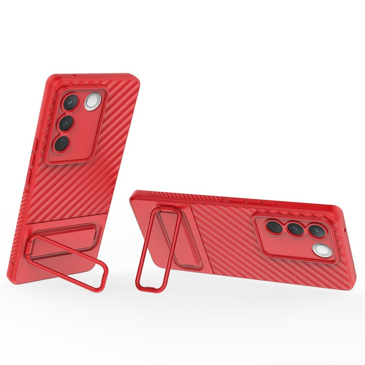 For vivo S16 / S16 Pro TPU Phone Case Kickstand Rugged Phone Cover Skin-Touch Slim Phone Shell - Red