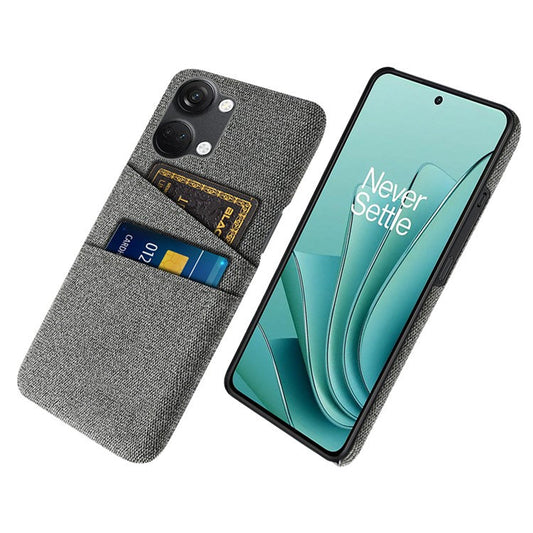 2 Card Slots Phone Cover for OnePlus Nord 3 5G / Ace 2V , Hard PC + Cloth Phone Case - Grey