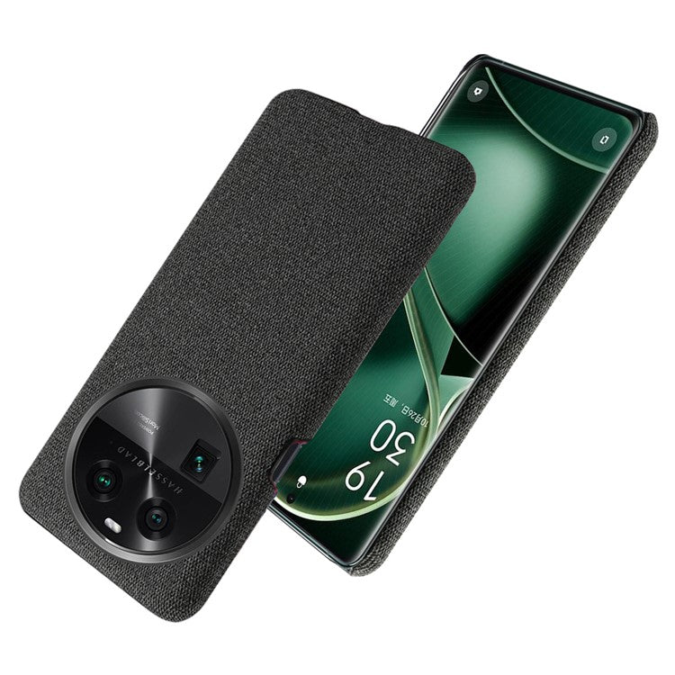 Smartphone Case for Oppo Find X6 Solid Color Anti-scratch Hard PC+Cloth Phone Cover - Black