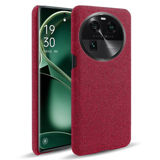 Smartphone Case for Oppo Find X6 Solid Color Anti-scratch Hard PC+Cloth Phone Cover - Red
