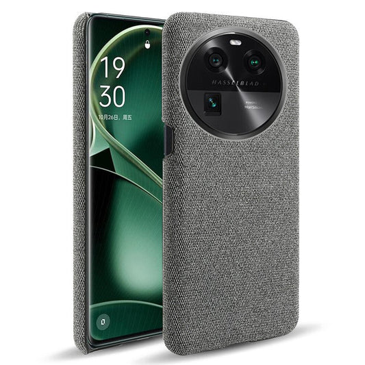 Smartphone Case for Oppo Find X6 Solid Color Anti-scratch Hard PC+Cloth Phone Cover - Grey