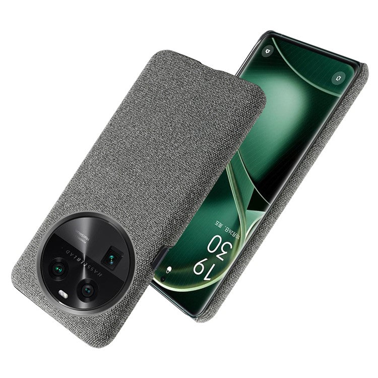 Smartphone Case for Oppo Find X6 Solid Color Anti-scratch Hard PC+Cloth Phone Cover - Grey