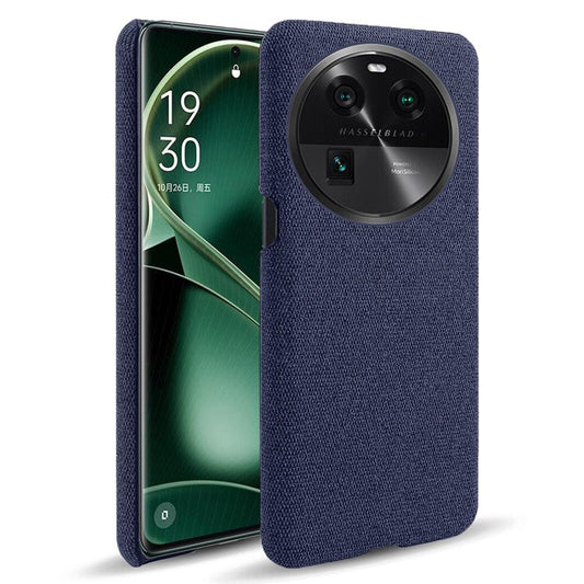 Smartphone Case for Oppo Find X6 Solid Color Anti-scratch Hard PC+Cloth Phone Cover - Blue