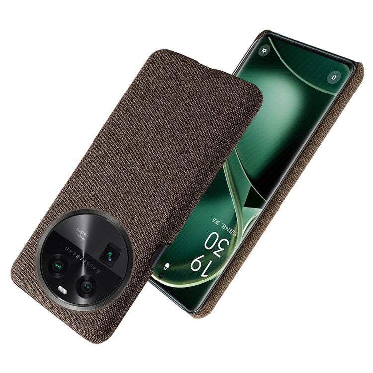Smartphone Case for Oppo Find X6 Solid Color Anti-scratch Hard PC+Cloth Phone Cover - Brown