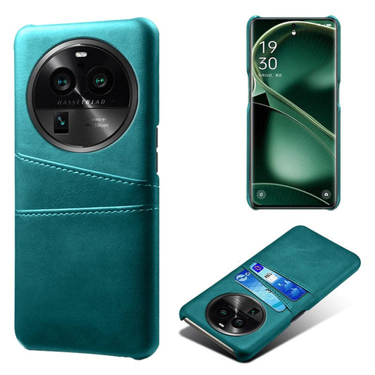 Phone Case for Oppo Find X6 Pro Back Shell, Dual Card Slots PU Leather Coated PC Cover - Green