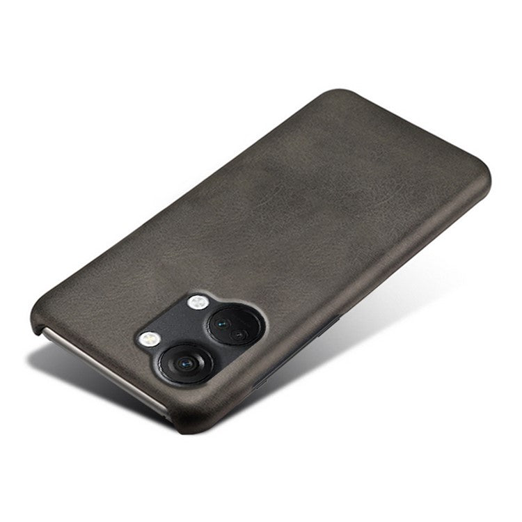 For OnePlus Nord 3 5G / Ace 2V Slim Shockproof Phone Cover PU Leather + PC Calf Texture Phone Case - Black