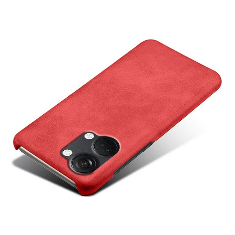 For OnePlus Nord 3 5G / Ace 2V Slim Shockproof Phone Cover PU Leather + PC Calf Texture Phone Case - Red