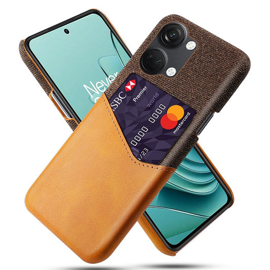 For OnePlus Nord 3 5G / Ace 2V Cloth Texture Card Holder Phone Cover Leather Coated PC Back Case - Orange