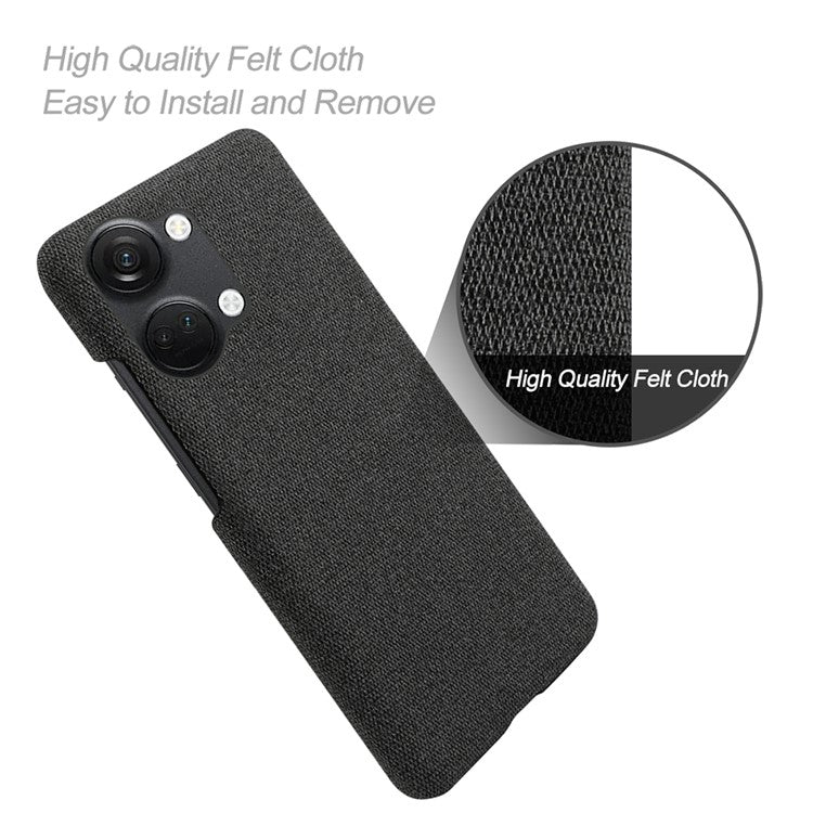 For OnePlus Nord 3 5G / Ace 2V Shockproof Non-Slip Case Cloth+Hard PC Protective Guardian Phone Cover - Black