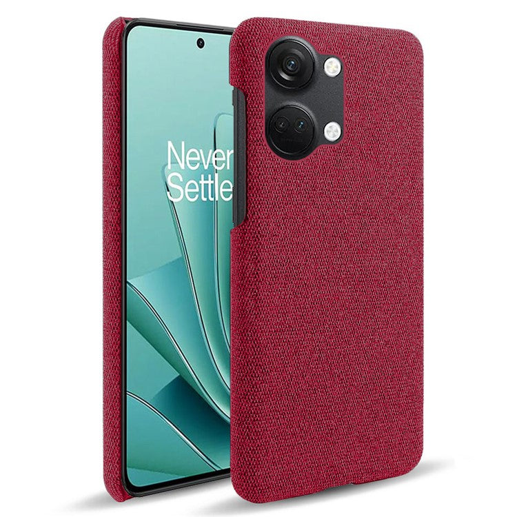 For OnePlus Nord 3 5G / Ace 2V Shockproof Non-Slip Case Cloth+Hard PC Protective Guardian Phone Cover - Red