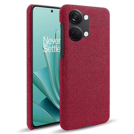 For OnePlus Nord 3 5G / Ace 2V Shockproof Non-Slip Case Cloth+Hard PC Protective Guardian Phone Cover - Red