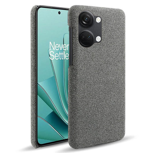 For OnePlus Nord 3 5G / Ace 2V Shockproof Non-Slip Case Cloth+Hard PC Protective Guardian Phone Cover - Grey
