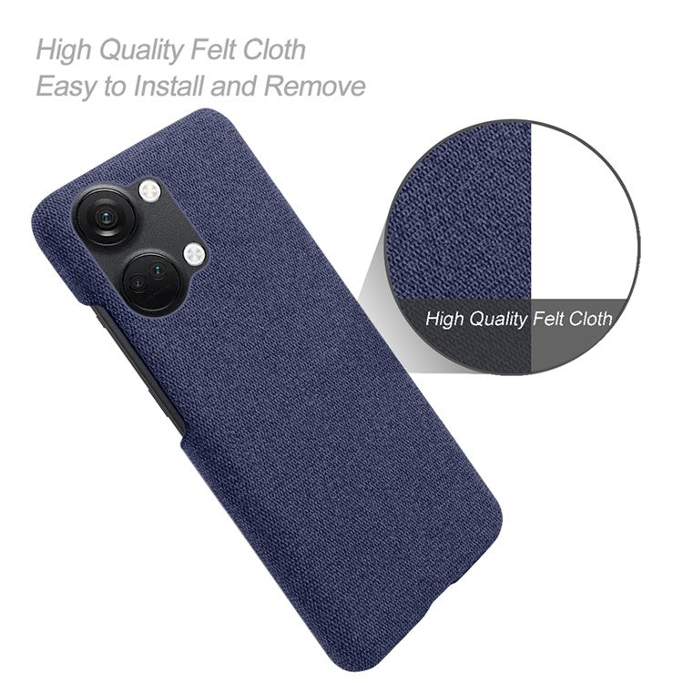 For OnePlus Nord 3 5G / Ace 2V Shockproof Non-Slip Case Cloth+Hard PC Protective Guardian Phone Cover - Blue