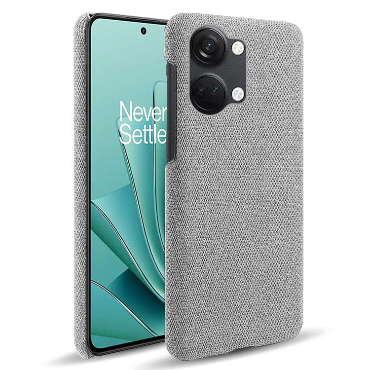 For OnePlus Nord 3 5G / Ace 2V Shockproof Non-Slip Case Cloth+Hard PC Protective Guardian Phone Cover - Light Grey