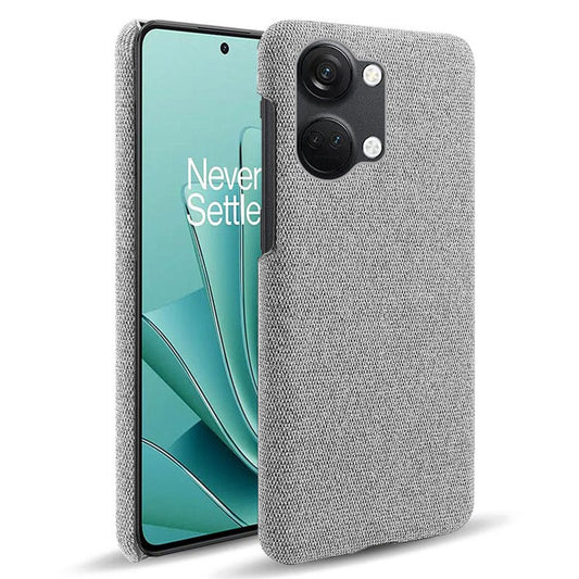 For OnePlus Nord 3 5G / Ace 2V Shockproof Non-Slip Case Cloth+Hard PC Protective Guardian Phone Cover - Light Grey