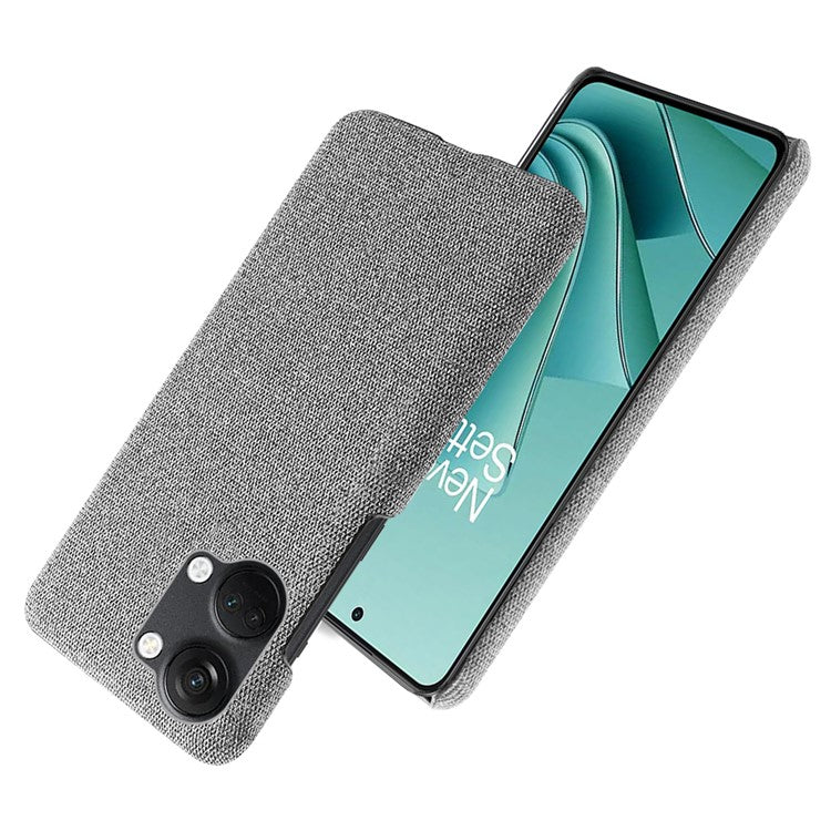 For OnePlus Nord 3 5G / Ace 2V Shockproof Non-Slip Case Cloth+Hard PC Protective Guardian Phone Cover - Light Grey