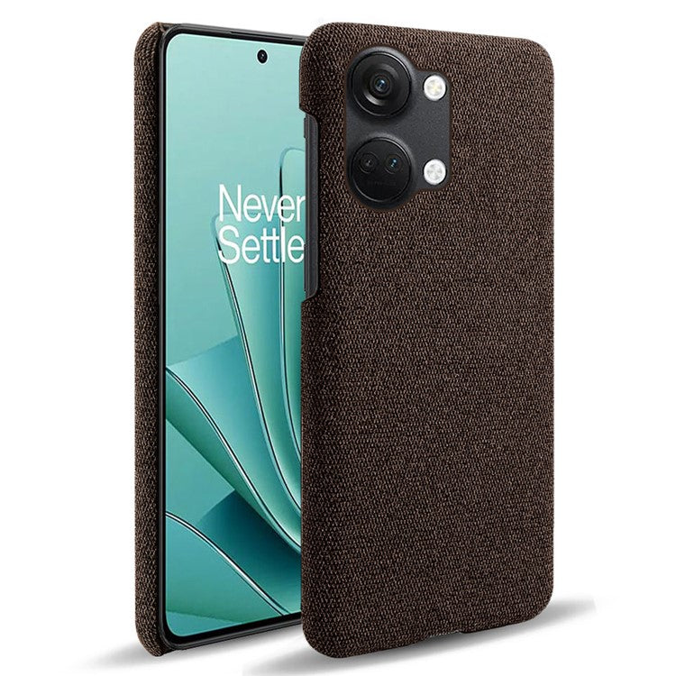 For OnePlus Nord 3 5G / Ace 2V Shockproof Non-Slip Case Cloth+Hard PC Protective Guardian Phone Cover - Brown