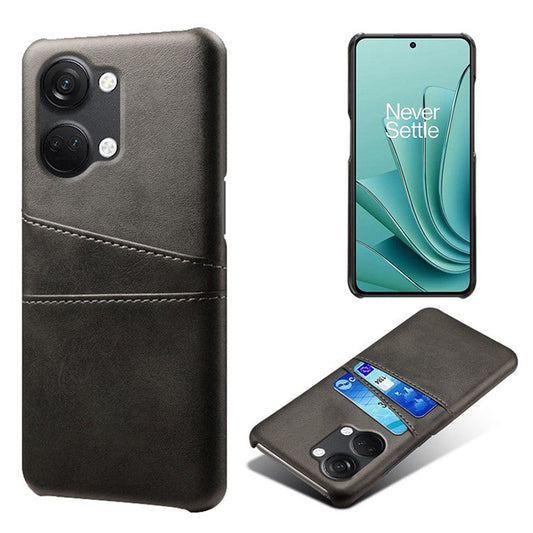 Phone Case for OnePlus Nord 3 5G / Ace 2V Drop Protection Dual Card Slots PU Leather Coated PC Cover - Black