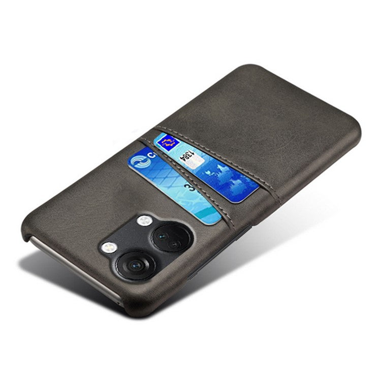 Phone Case for OnePlus Nord 3 5G / Ace 2V Drop Protection Dual Card Slots PU Leather Coated PC Cover - Black