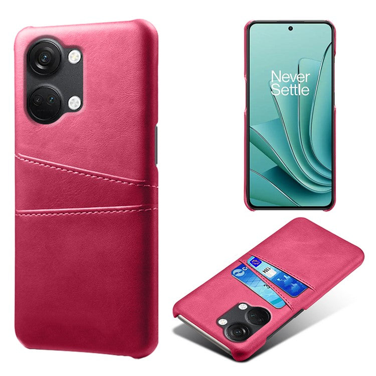 Phone Case for OnePlus Nord 3 5G / Ace 2V Drop Protection Dual Card Slots PU Leather Coated PC Cover - Rose