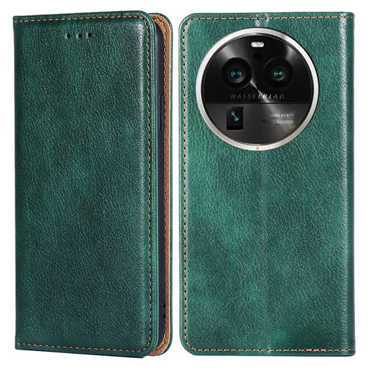 Phone Stand Case for Oppo Find X6 Pro Magnetic Auto-closing PU Leather Wallet Drop-proof Cover - Green