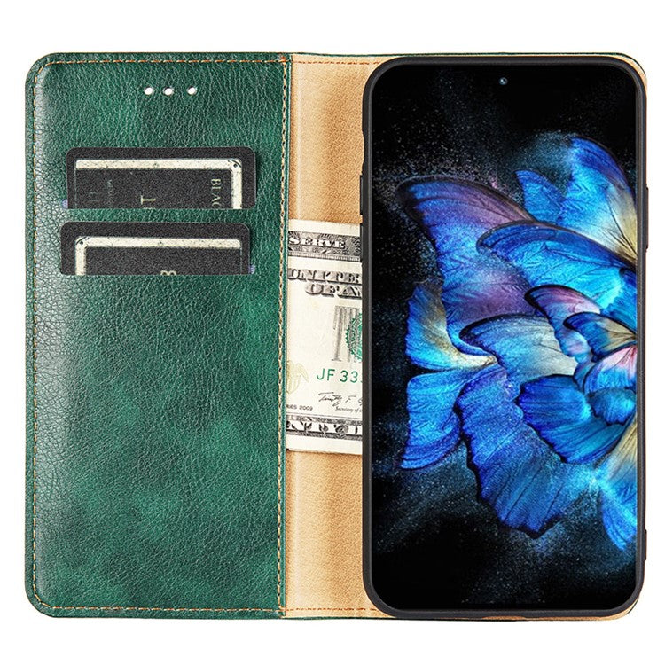 Phone Stand Case for Oppo Find X6 Pro Magnetic Auto-closing PU Leather Wallet Drop-proof Cover - Green