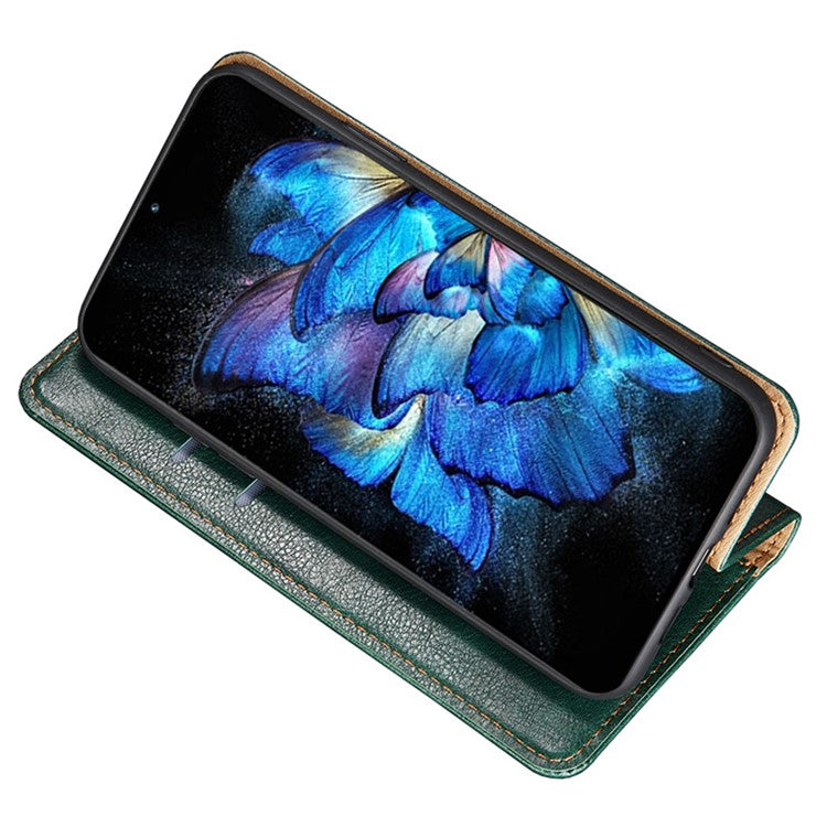 Phone Stand Case for Oppo Find X6 Pro Magnetic Auto-closing PU Leather Wallet Drop-proof Cover - Green