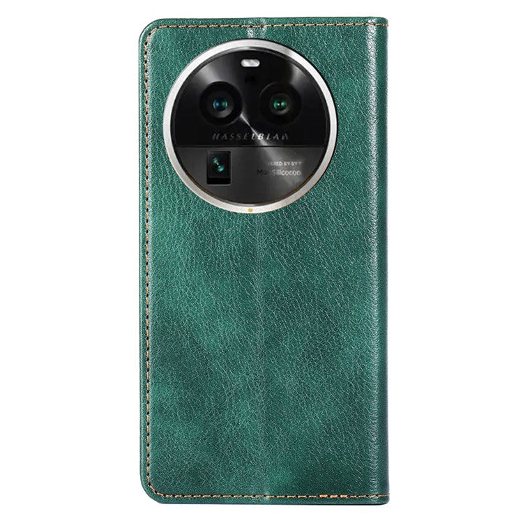 Phone Stand Case for Oppo Find X6 Pro Magnetic Auto-closing PU Leather Wallet Drop-proof Cover - Green