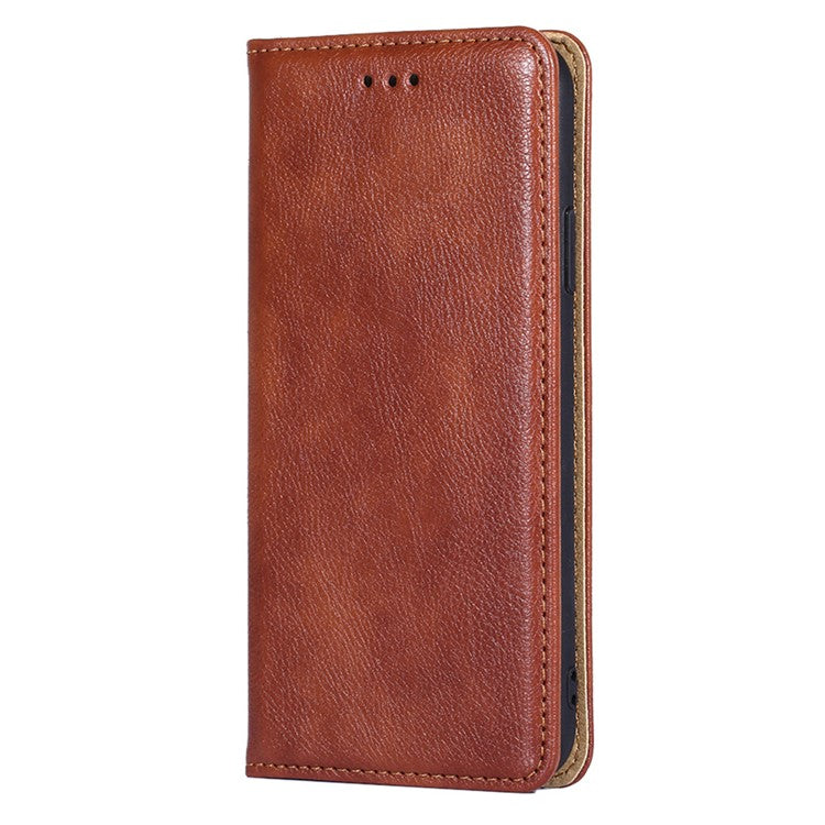 Phone Stand Case for Oppo Find X6 Pro Magnetic Auto-closing PU Leather Wallet Drop-proof Cover - Brown