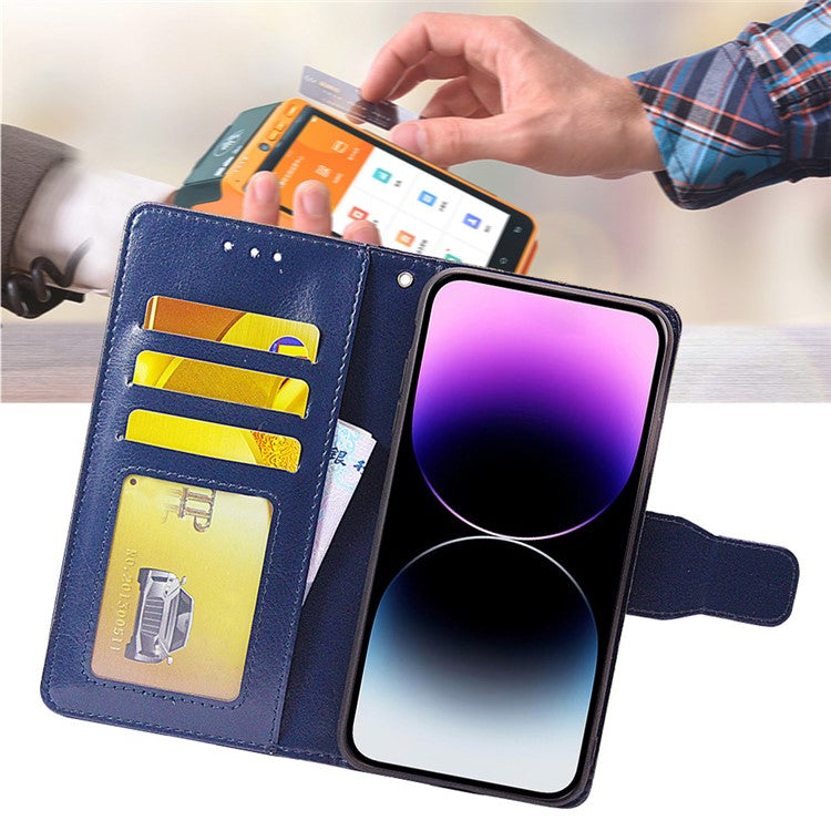 Shockproof Case for Oppo Find X6 Leather Flip Cover Anti-Drop Wallet Phone Case with Stand - Sapphire