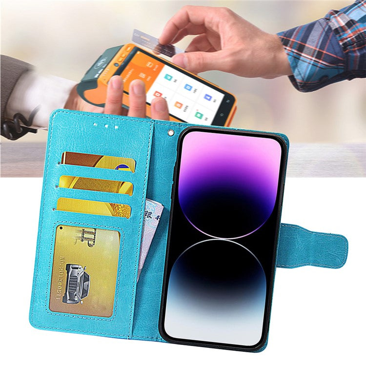 Shockproof Case for Oppo Find X6 Leather Flip Cover Anti-Drop Wallet Phone Case with Stand - Baby Blue