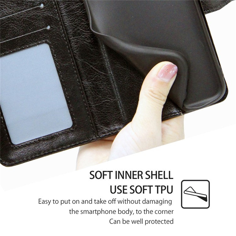 Shockproof Case for Oppo Find X6 Leather Flip Cover Anti-Drop Wallet Phone Case with Stand - Black