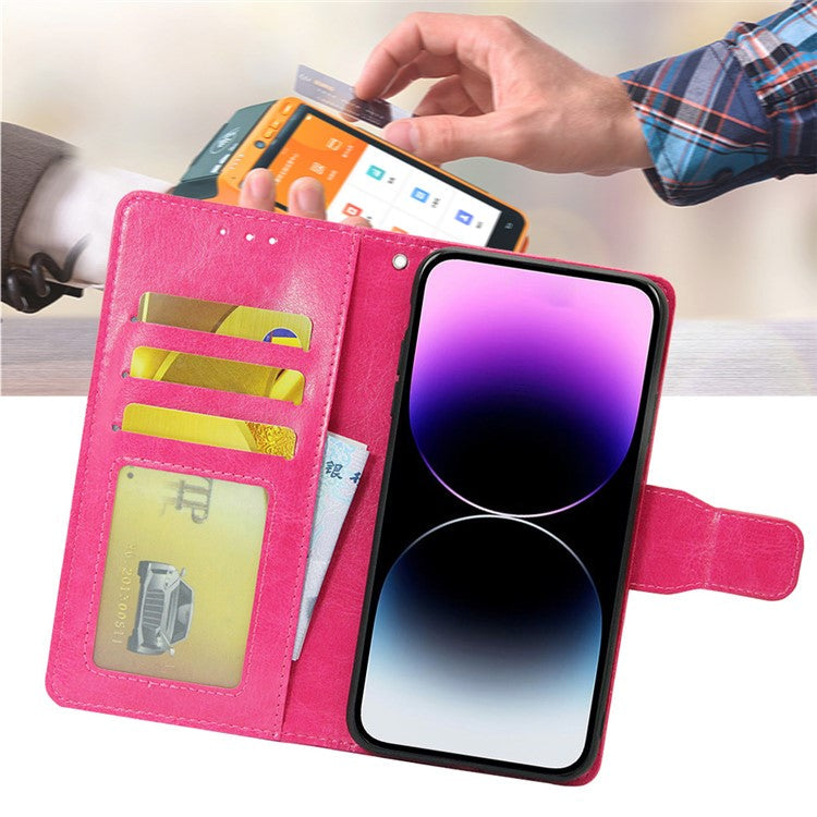 Shockproof Case for Oppo Find X6 Leather Flip Cover Anti-Drop Wallet Phone Case with Stand - Rose