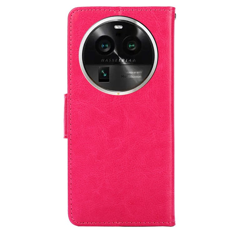 Protective Case for Oppo Find X6 Pro Leather Flip Phone Shell Anti-Fall Wallet Phone Case with Stand - Rose