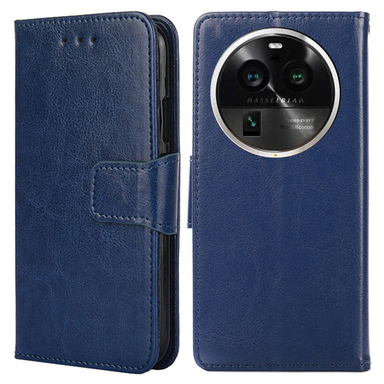 Protective Case for Oppo Find X6 Pro Leather Flip Phone Shell Anti-Fall Wallet Phone Case with Stand - Sapphire