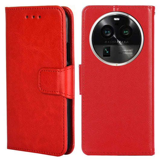 Protective Case for Oppo Find X6 Pro Leather Flip Phone Shell Anti-Fall Wallet Phone Case with Stand - Red