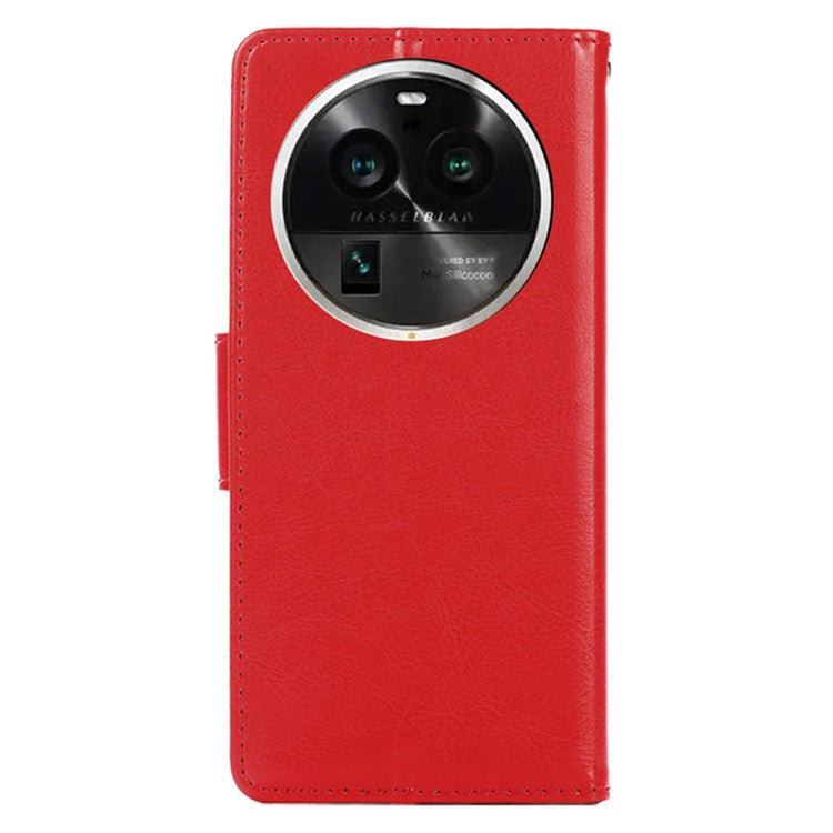Protective Case for Oppo Find X6 Pro Leather Flip Phone Shell Anti-Fall Wallet Phone Case with Stand - Red