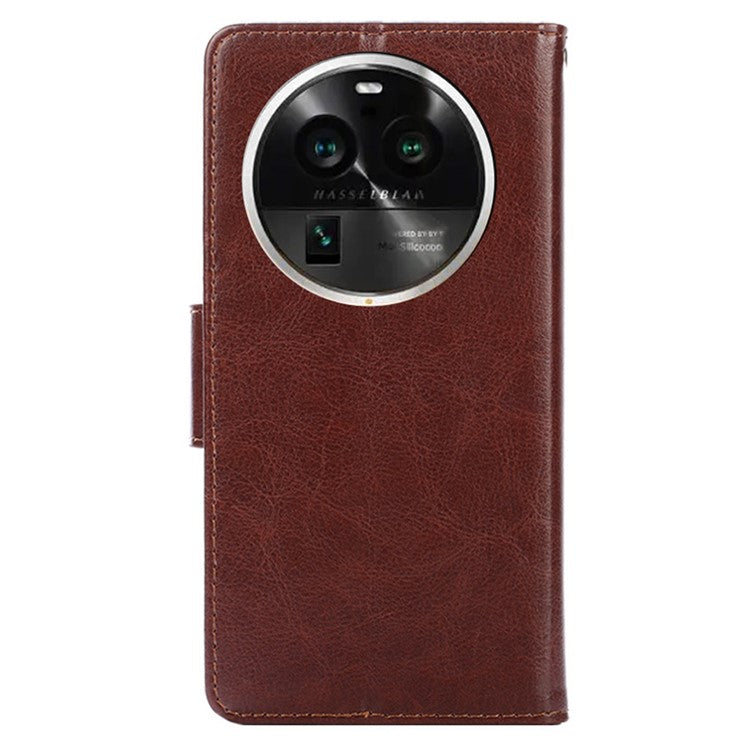 Protective Case for Oppo Find X6 Pro Leather Flip Phone Shell Anti-Fall Wallet Phone Case with Stand - Brown