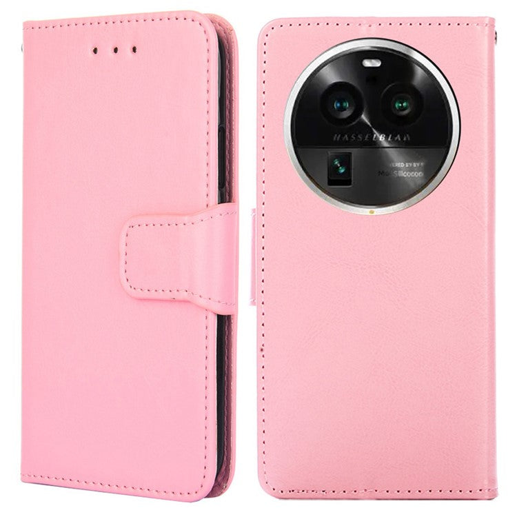 Protective Case for Oppo Find X6 Pro Leather Flip Phone Shell Anti-Fall Wallet Phone Case with Stand - Pink